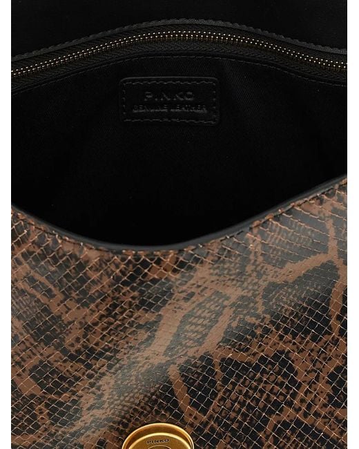 Pinko Black Medium Love One Light Python-Print Handbag