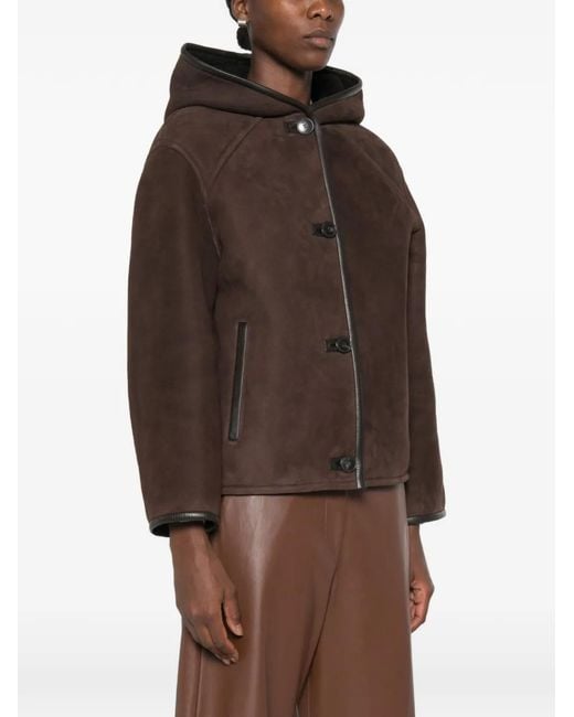 Yves Salomon Brown Veste À Capuche