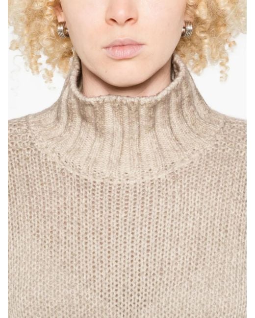 Avant Toi Natural High-Neck Ribbed-Knit Sweater