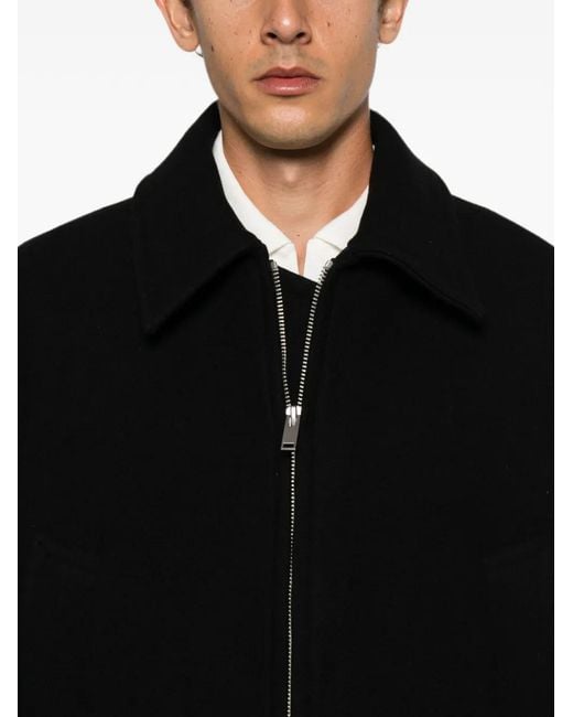 Studio Nicholson Black Zip-Up Spread-Collar Shirt Jacket for men