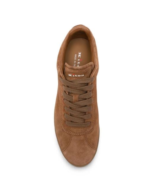 Kiton Brown Suede Lace-Up Sneakers