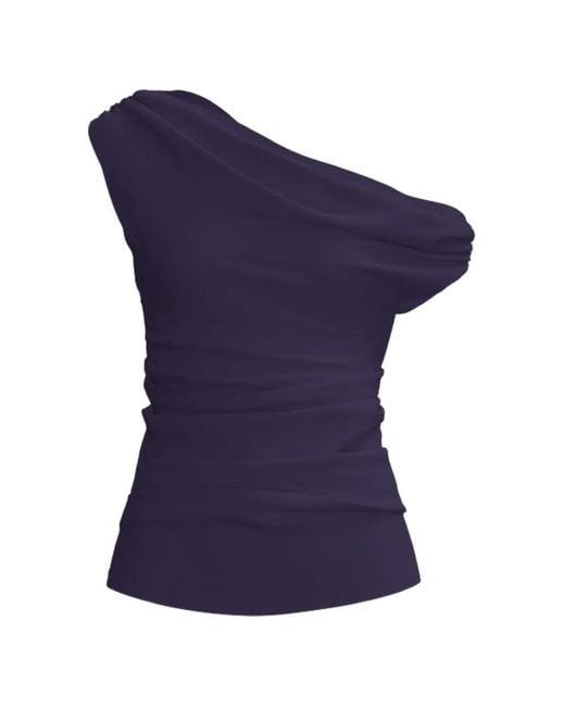 Diarrablu Blue Alba One-Shoulder Draped Top