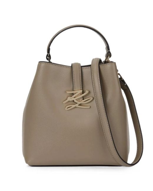 Karl Lagerfeld Natural Small K/Autograph Bucket Bag