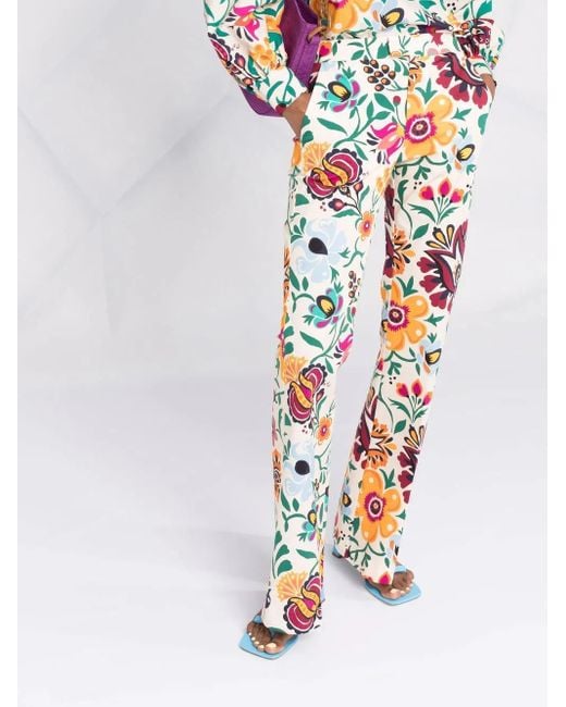 LaDoubleJ Multicolor Graphic-Print Flared Trousers
