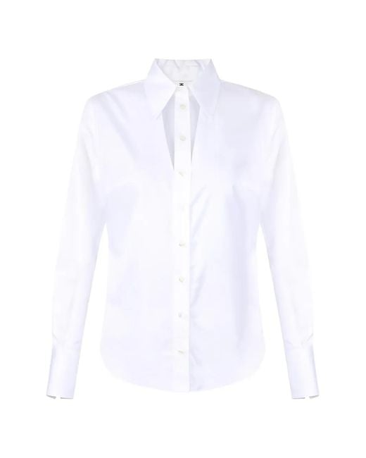 Elisabetta Franchi White Cut-Out Embroidered Shirt