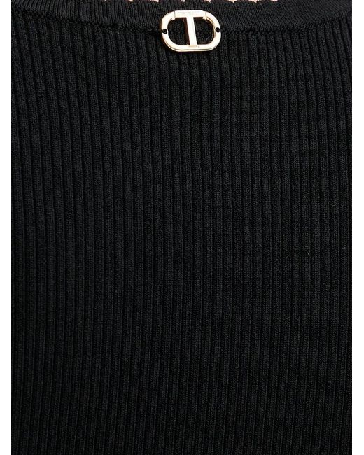 Twinset Black Ribbed Tank Top