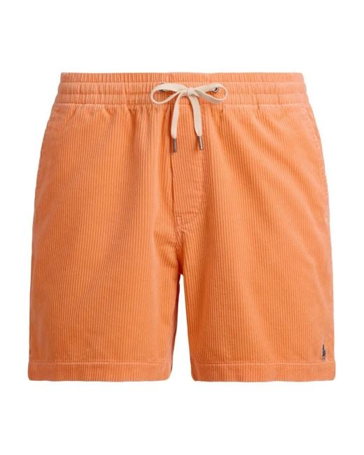 Polo Ralph Lauren Orange Corduroy Drawstring-Waist Shorts for men