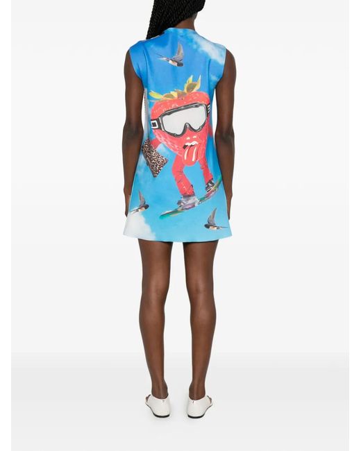 The Artistylist Blue Graphic-Print Mini Dress