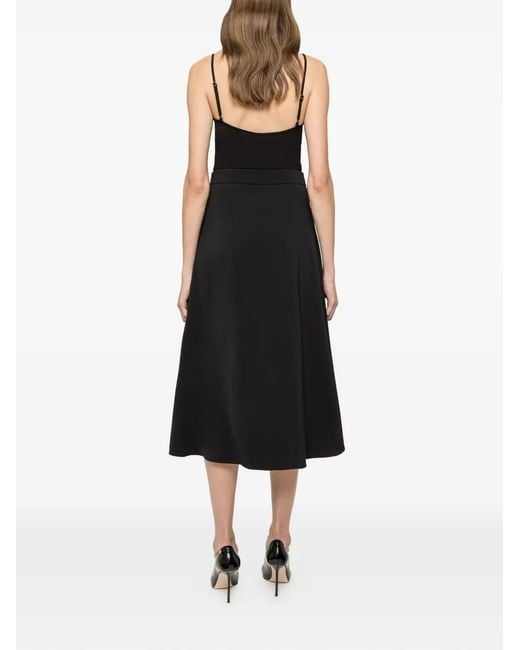 Nissa Black Lace-Trim Midi Kirt