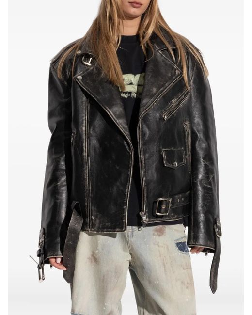 Vetements Black Veste Ceinturée En Cuir À Effet Usé