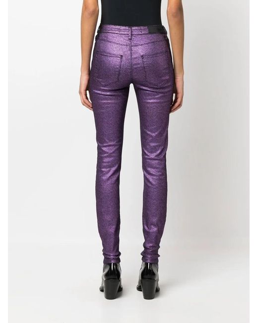 Karl Lagerfeld Purple Metallic Skinny Jeans