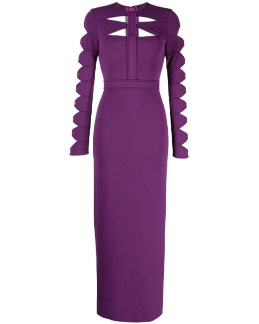 Vestido de punto con aberturas Elie Saab de color Purple