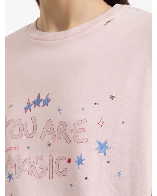 B+ AB Pink Distressed Long-Sleeve Top