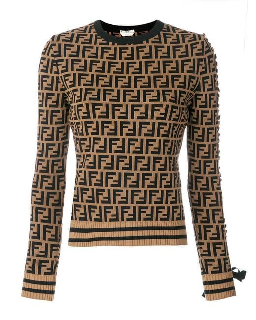 Fendi Brown Logo Long-sleeve Sweater