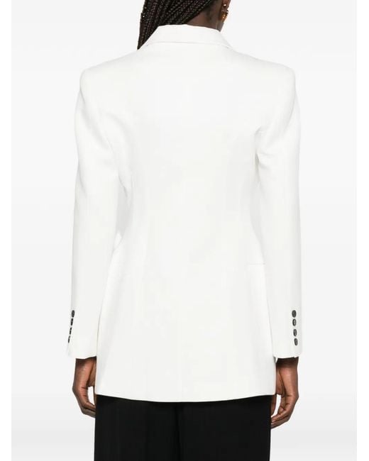 LA PISCINE White Double-Breasted Peaked-Lapel Blazer