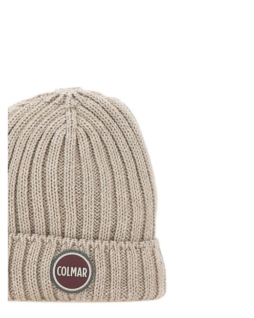 Colmar White Gerippte Beanie Logo-Patch
