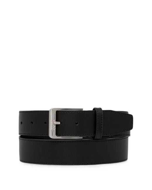 Trussardi Black Engraved-Logo Buckle Belt for men