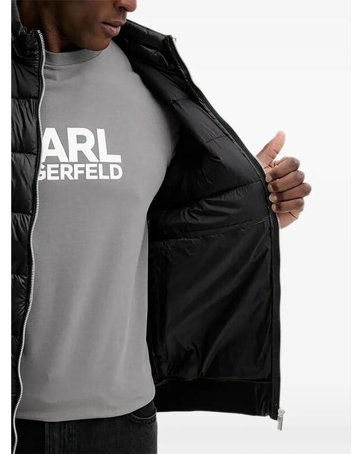 Karl Lagerfeld Black Quilted Zipped Jacket for men