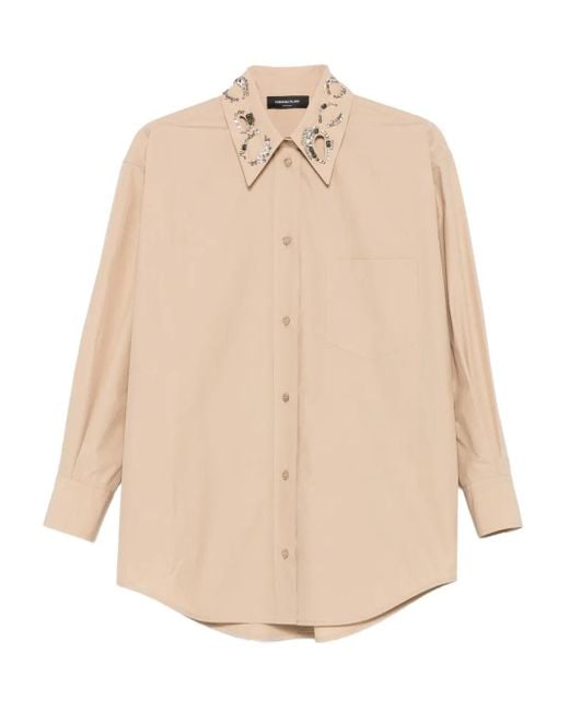 Fabiana Filippi Natural Embellished-Collar Shirt