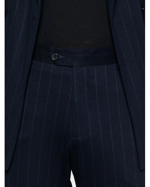 Manuel Ritz Blue Double-Breasted Striped Suit for men