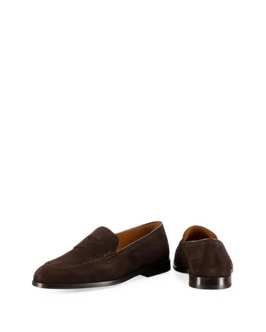 Doucal's Brown Penny-Slot Suede Loafers for men