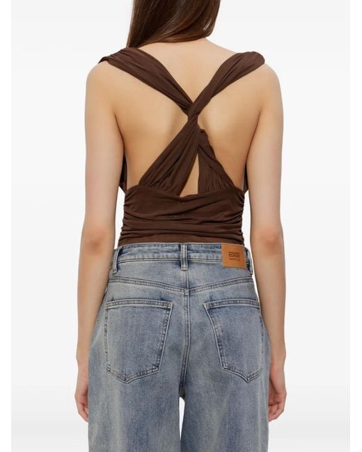 Gestuz Brown Ruched Halterneck Bodysuit