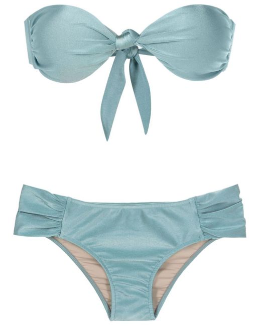 Adriana Degreas Blue Strapless Knotted Bikini
