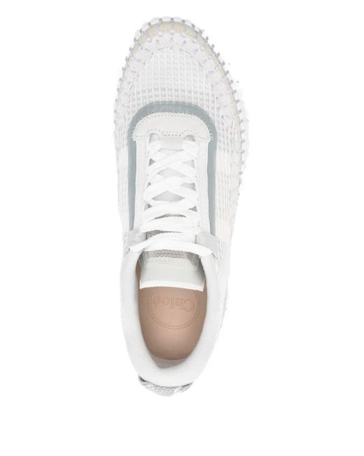 Chloé White Nama Sneakers Mit Schnürung