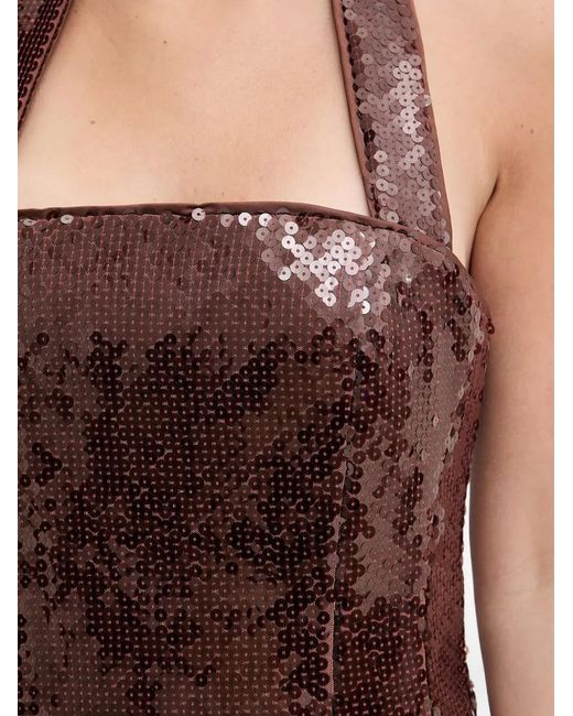 Bardot Halter Sequin Halter Dress in Brown | Lyst