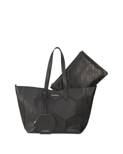 Kat Maconie Black Medium Charlotte Geometric-Stitched Tote Bag