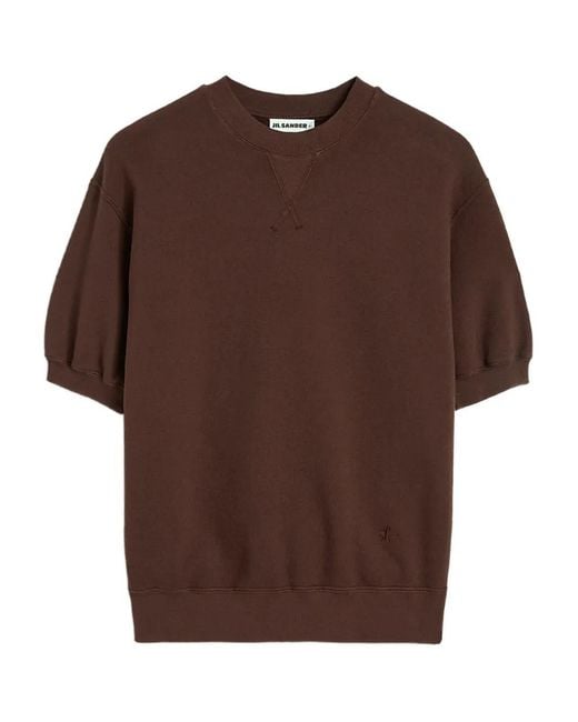 Jil Sander Brown Cotton Terry T-Shirt