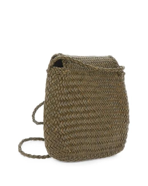 Dragon Diffusion Green Mini City Woven Leather Cross Body Bag