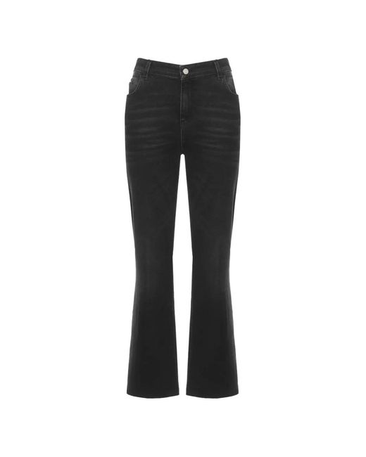 Marella Black Raw-Cut Cropped Flared Jeans