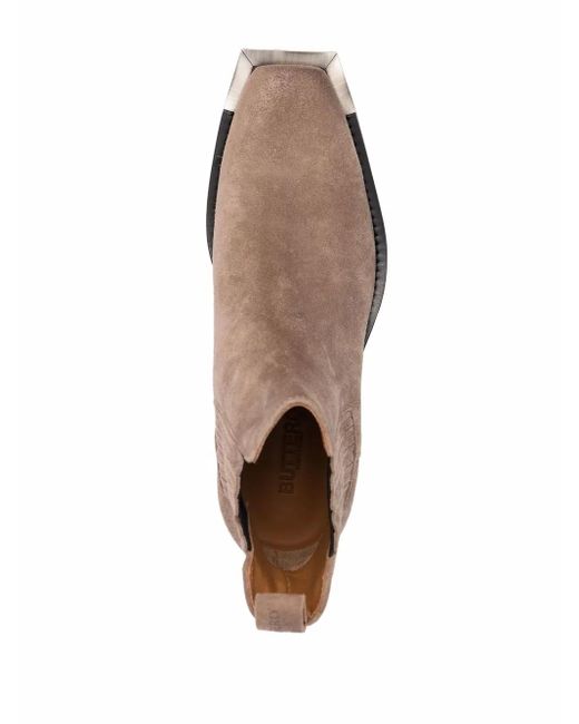 Buttero Brown Square-Toe Suede Ankle Boots