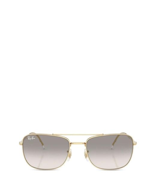 Ray-Ban White Rectangle-Frame Sunglasses