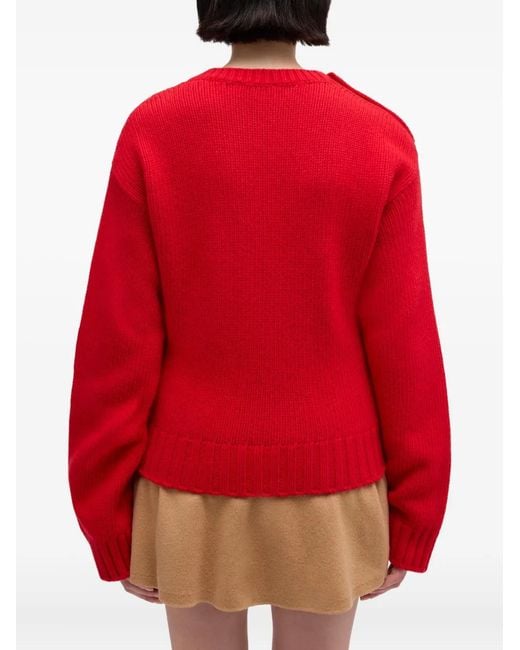 Ganni Red Cable Wool Mix Sweater