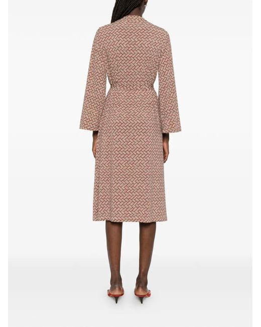 Siyu Pink Geometric-Pattern Wrap Midi Dress