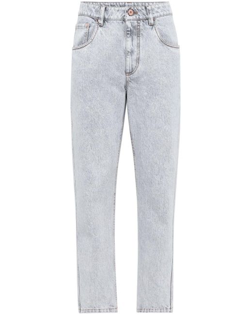 Brunello Cucinelli Gray Mid-rise Tapered Jeans