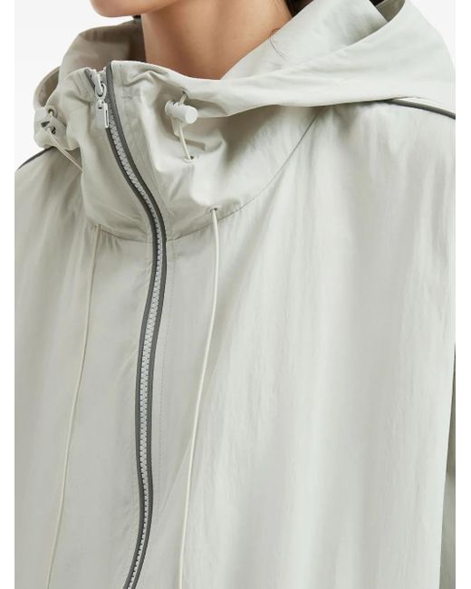 B+ AB White Hooded Piped-Trim Jacket