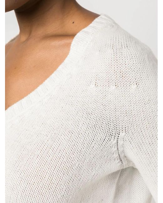 Fabiana Filippi White Cashmere V-Neck Sweater