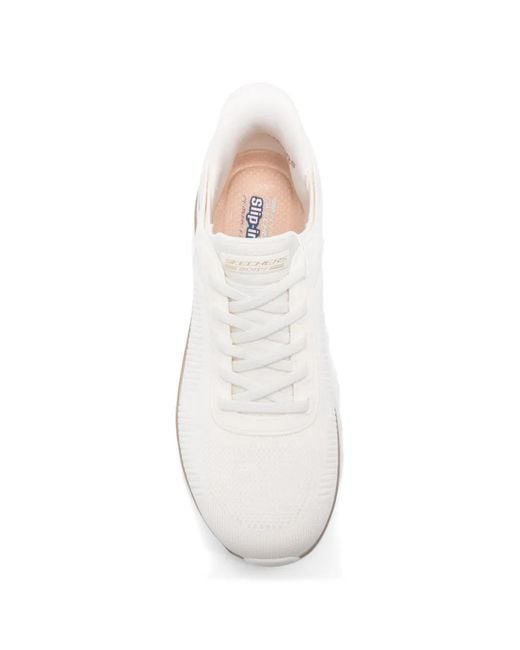Skechers White Bobs Sport Squad Chaos Lace-Up Sneakers