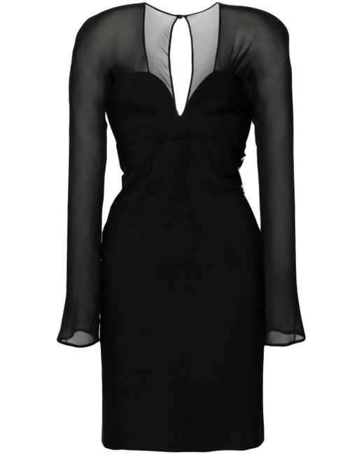 Genny Black Crystal-embellishment Rear-slit Dress