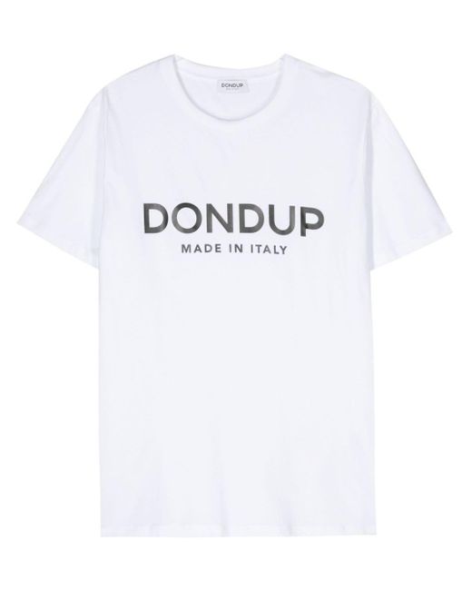 Dondup White Logo-print Cotton T-shirt for men
