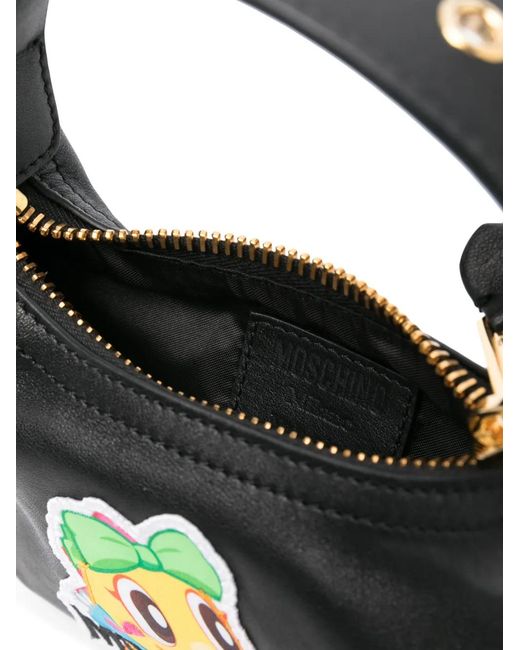 Moschino Black Logo-Appliqué Tote Bag