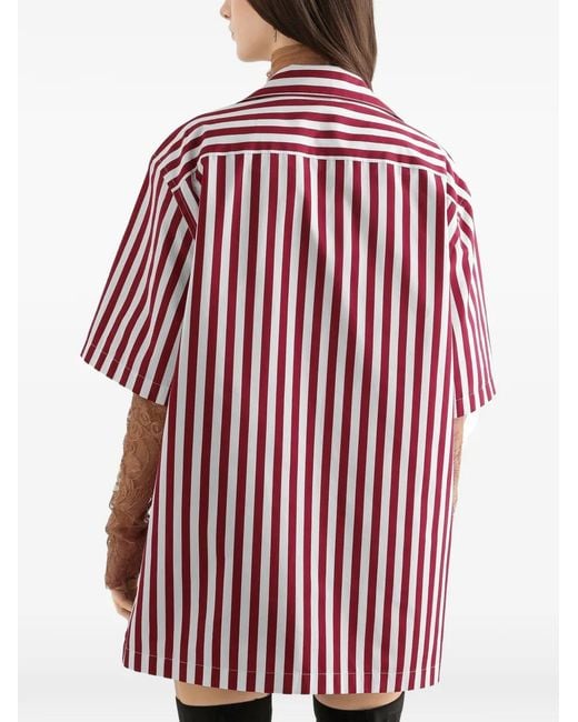 Dolce & Gabbana Red Striped Chest-Pocket Shirt