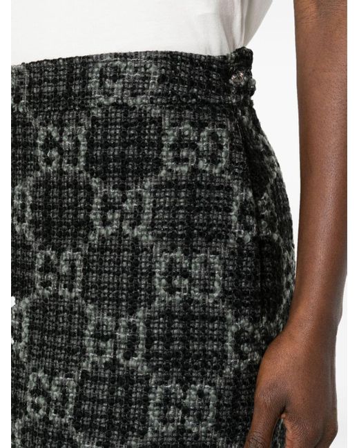 Gucci Black GG Tweed Mini Skirt