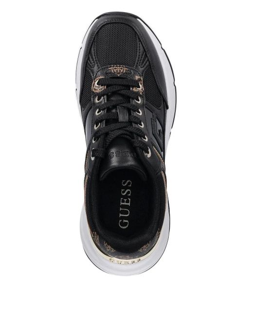 Guess Black Logo-Plaque Platform Sneakers