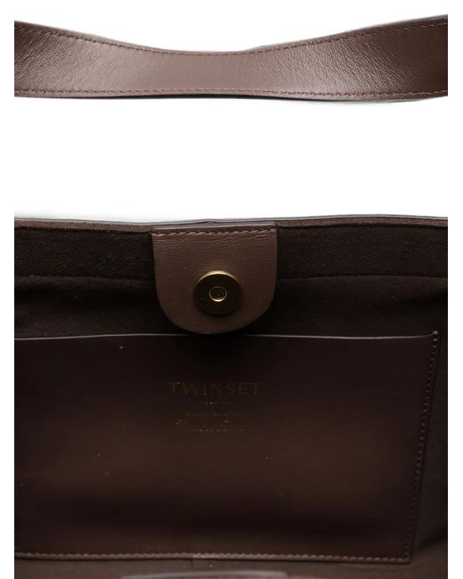 Twinset Brown Suede-Panelled Tote Bag