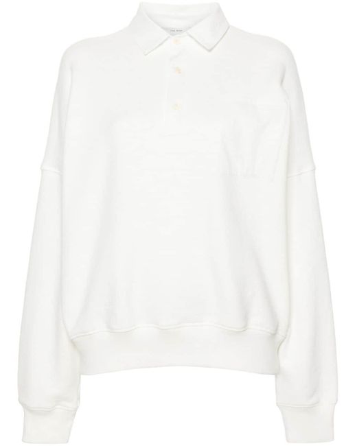 The Row White Dende Fleece Polo Sweatshirt