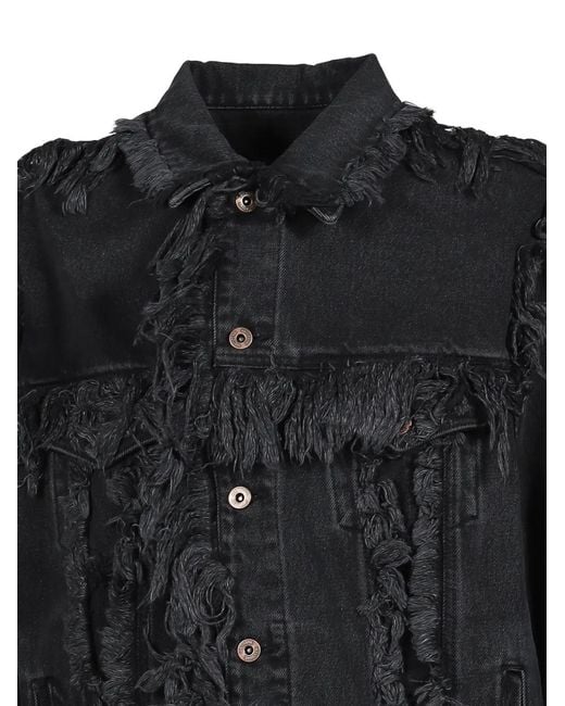we11done Black Raw-Edge Denim Jacket for men